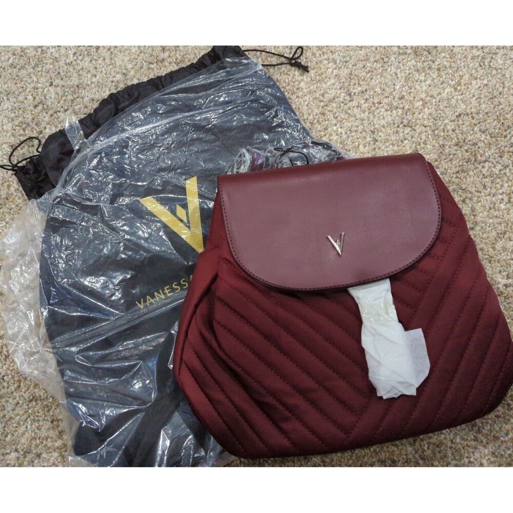 NEW with Tags Vanessa Williams Quilted Red Burgundy Backpack Bag Purse & Dustbag